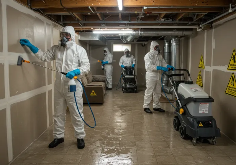 Basement Moisture Removal and Structural Drying process in Bridgeport, AL